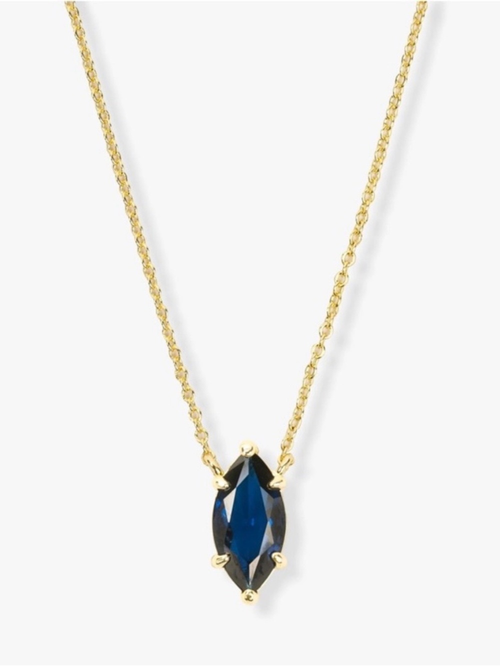 Melinda Maria Baby Monarch Marquise Necklace with Blue Sapphire